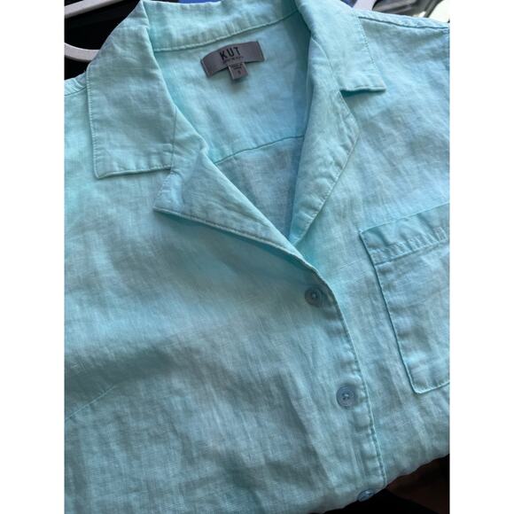 Kut from the Kloth 100% Linen Short Sleeve Button Up Shirt Women's Size Small - Picture 4 of 8